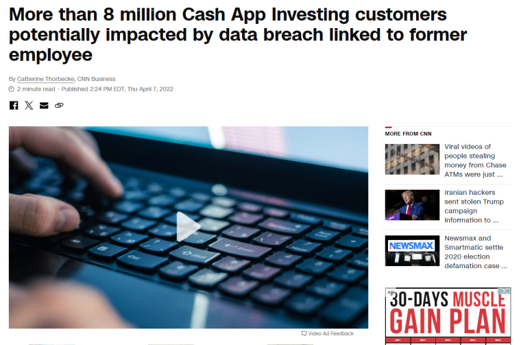 Cash app data breach headline