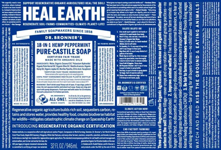 dr bronner soap label