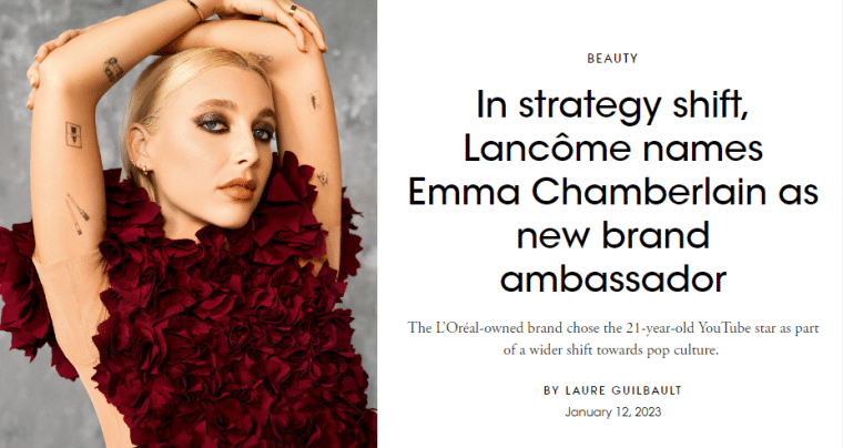 emma chamberlain lancome