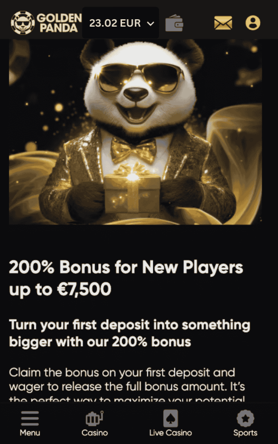 golden panda welcome bonus