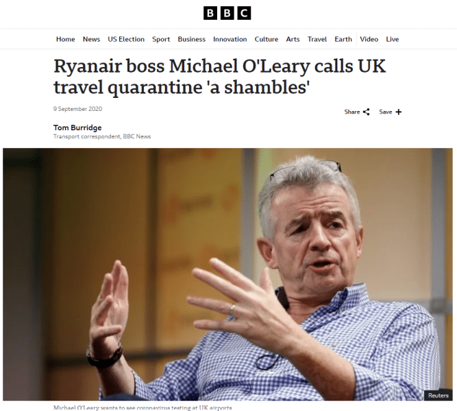 ryanair ceo pandemic