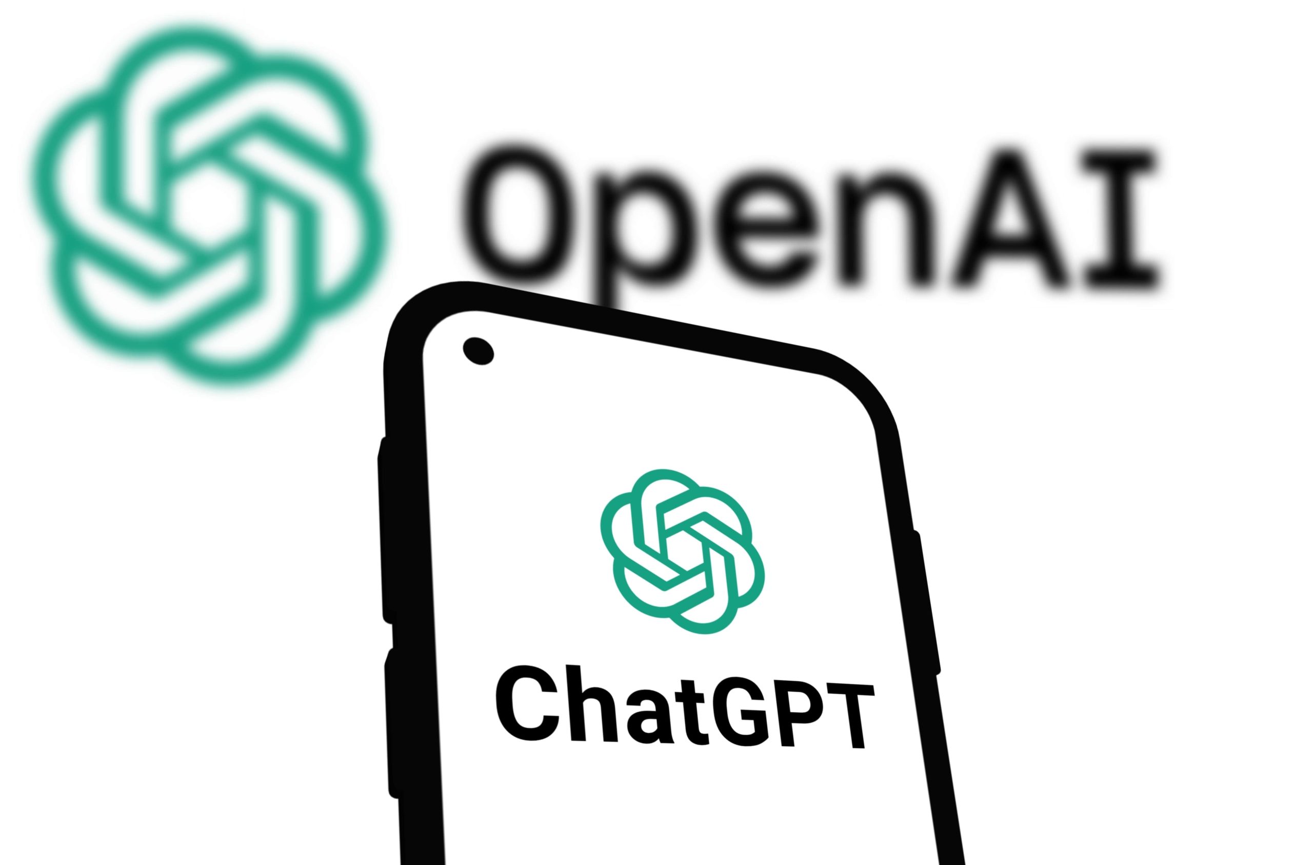 OpenAI logo and ChatGPT logo on a phone