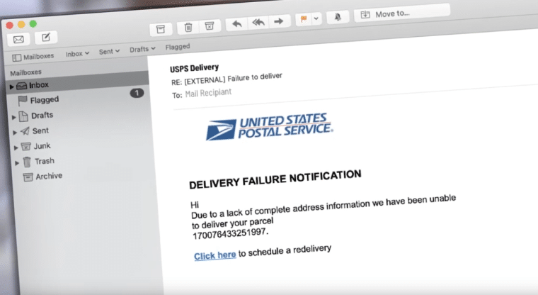 usps phishing scam example