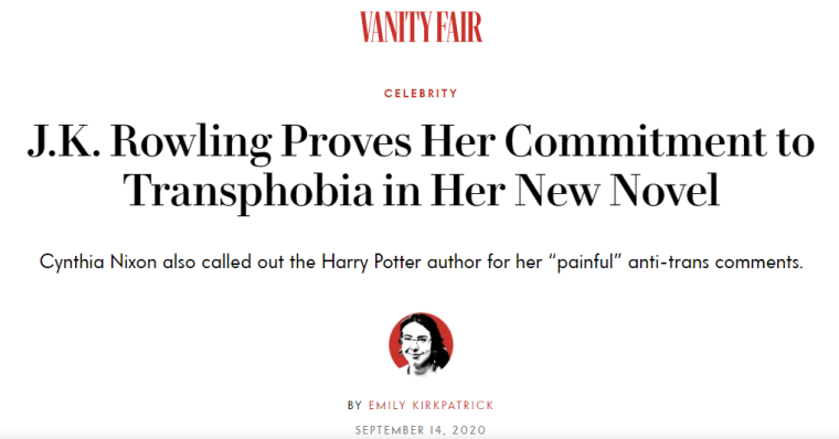 vanity fair jk rowling criticism