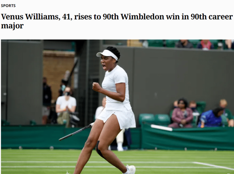 venus williams 90th grand slam