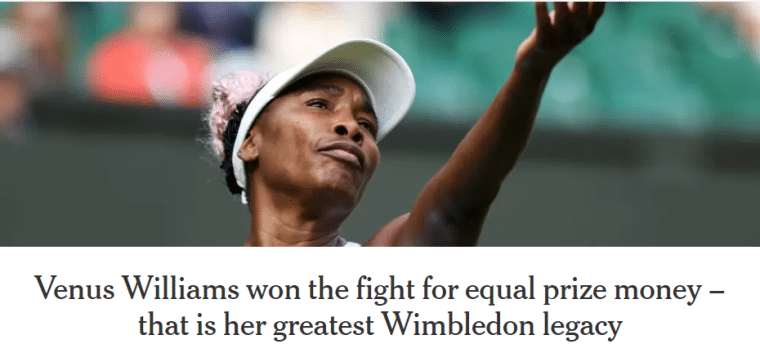 venus williams equal prize money