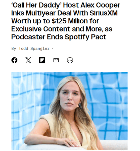 Alex cooper sirius xm deal