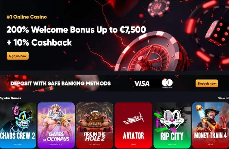 Instant Casino homepage