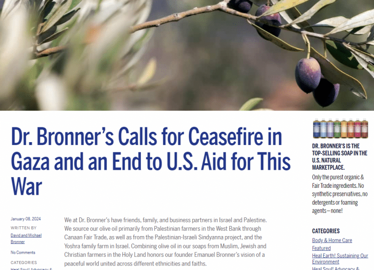 dr bronners palestine statement