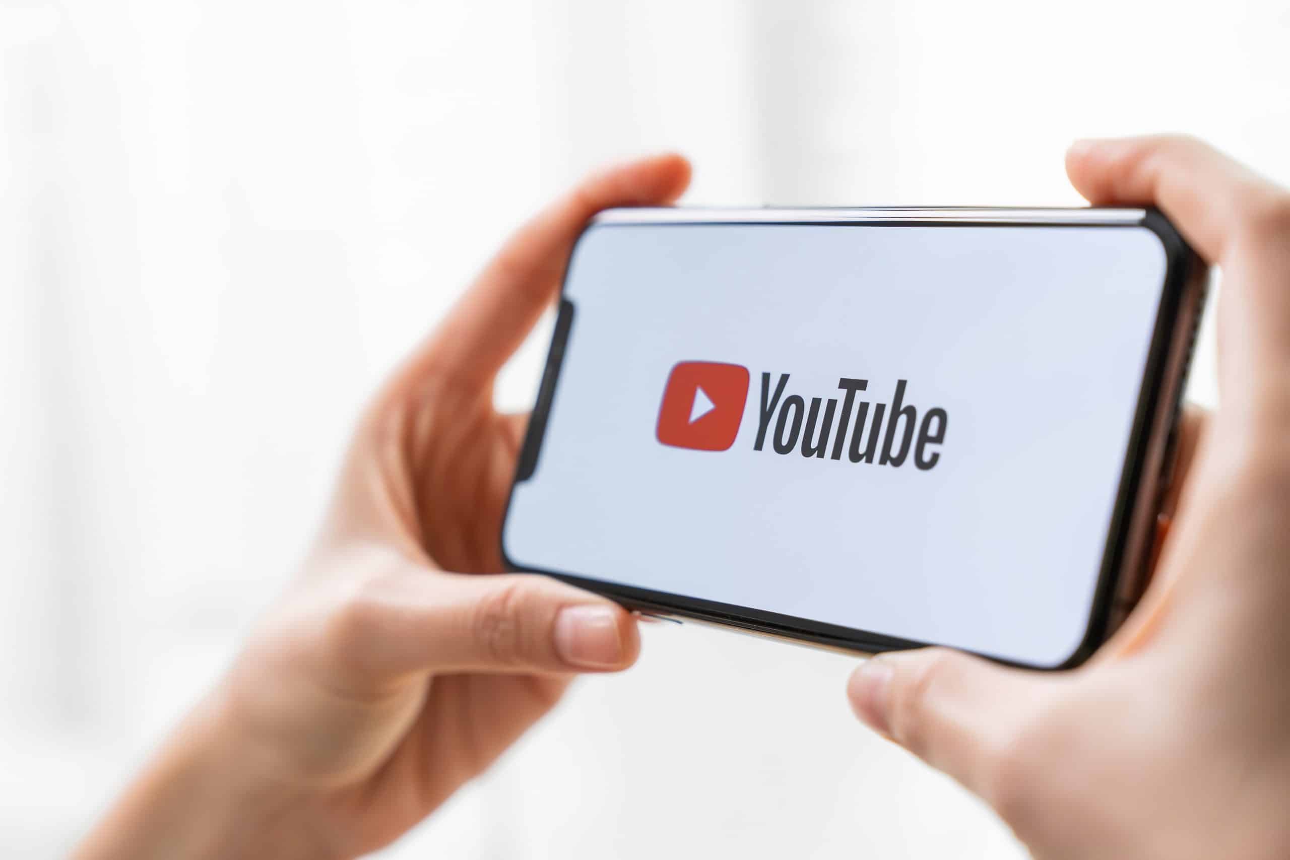 YouTube logo on a phone