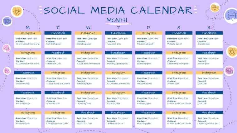 social media calendar