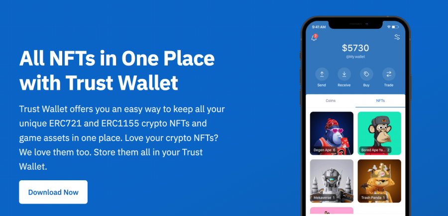 6. Trust Wallet – 适合初学者的用户友好型 NFT 钱包